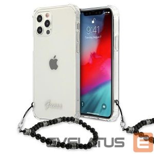 Back panel cover Guess  Guess GUHCP12LKPSBK iPhone 12 Pro Max 6.7" Transparent hardcase Black Pearl