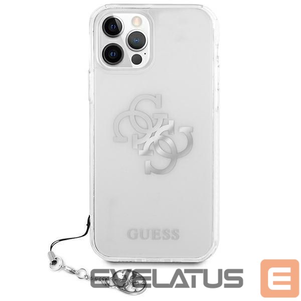 Back panel cover Guess Guess GUHCP12LKS4GSI iPhone 12 Pro Max 6.7" Transparent hardcase 4G Silver Charms Collection