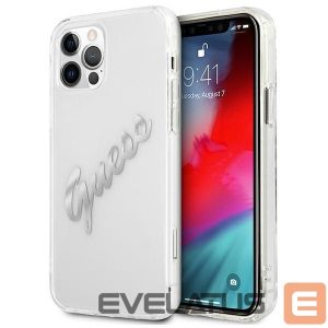 Back panel cover Guess  Guess GUHCP12LKTRSVSI iPhone 12 Pro Max 6.7" Transparent hardcase Vintage Script Silver