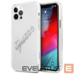 Back panel cover Guess  Guess GUHCP12MKTRSVSI iPhone 12/12 Pro 6.1" Transparent hardcase Vintage Script Silver