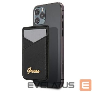 Back panel cover Guess  Guess Wallet Card Slot GUWMSSASLBK MagSafe Saffiano black/black 
