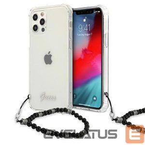 Back panel cover Guess  Guess GUHCP12MKPSBK iPhone 12/12 Pro 6.1" Transparent hardcase Black Pearl
