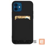 Back panel cover Hurtel  Card Case Silicone Wallet Case with Card Slot Documents for Samsung Galaxy A72 4G Black 