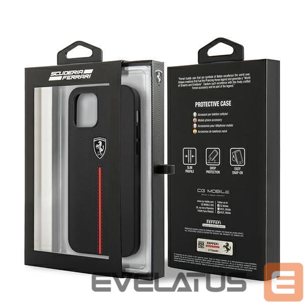 Back panel cover Ferrari Ferrari FEOMSHCP12LBK iPhone 12 Pro Max black/black hardcase Off Track Leather Nylon Stripe