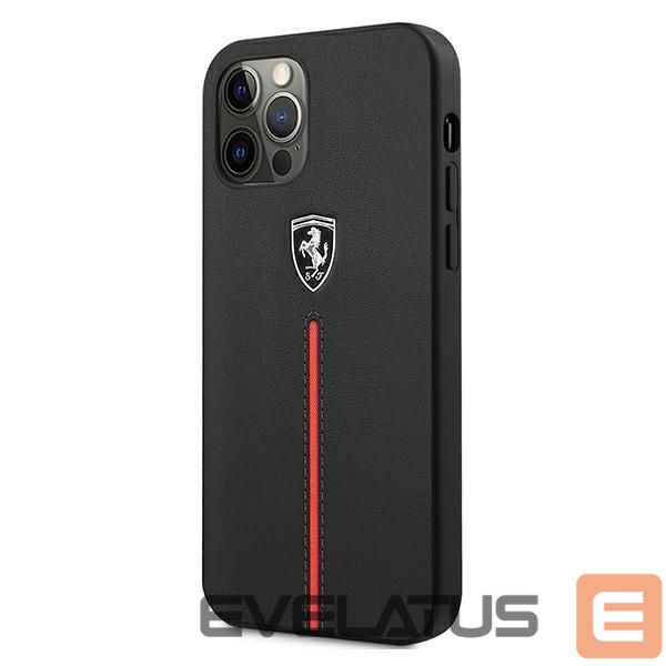 Back panel cover Ferrari Ferrari FEOMSHCP12LBK iPhone 12 Pro Max black/black hardcase Off Track Leather Nylon Stripe