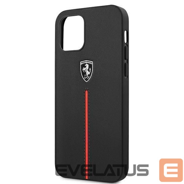 Back panel cover Ferrari Ferrari FEOMSHCP12LBK iPhone 12 Pro Max black/black hardcase Off Track Leather Nylon Stripe