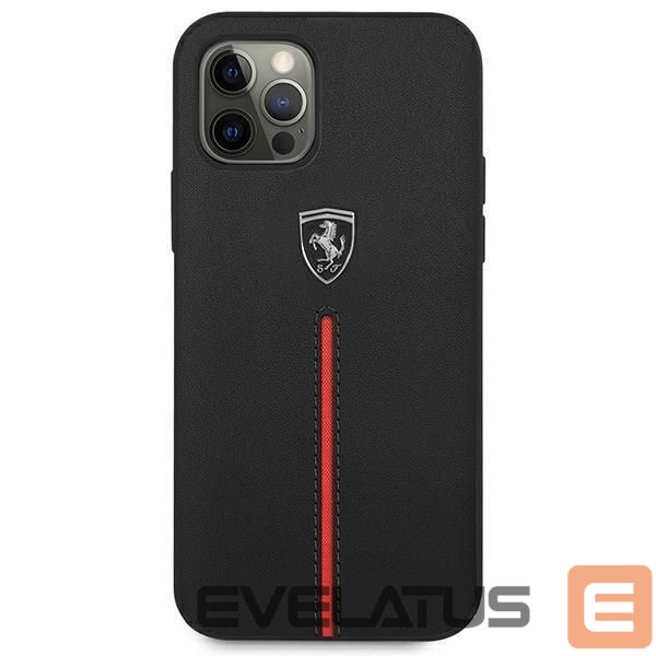 Back panel cover Ferrari Ferrari FEOMSHCP12LBK iPhone 12 Pro Max black/black hardcase Off Track Leather Nylon Stripe