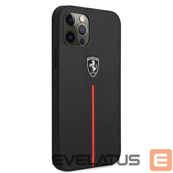 Back panel cover Ferrari Ferrari FEOMSHCP12LBK iPhone 12 Pro Max black/black hardcase Off Track Leather Nylon Stripe