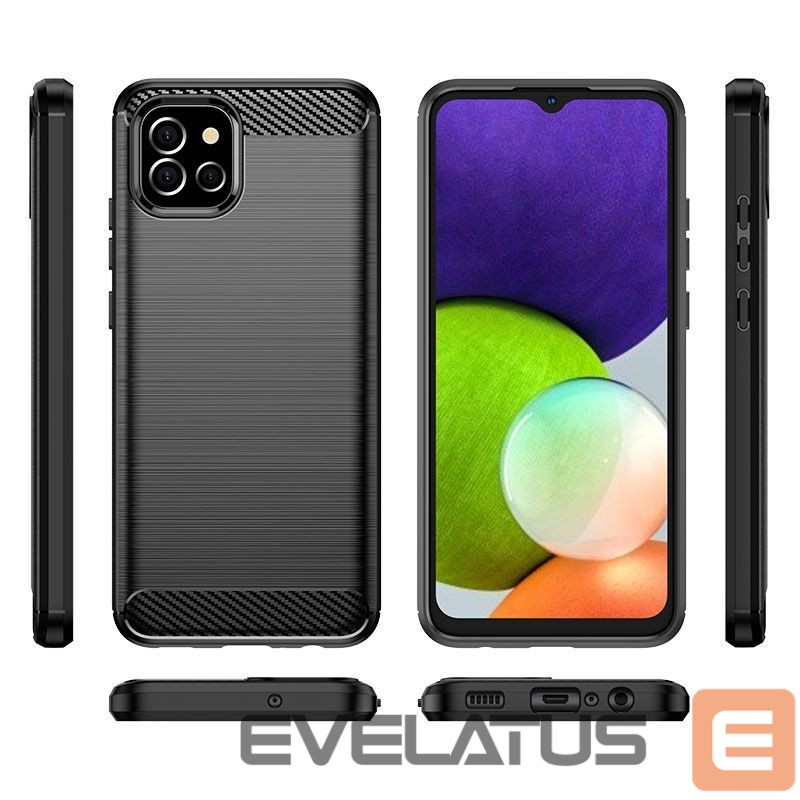 Back panel cover Hurtel Carbon Case Flexible Cover Case for Samsung A03S EU (166.5) black