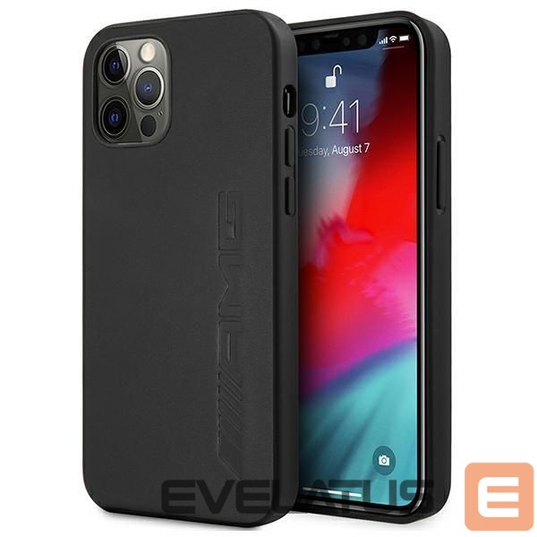 Back panel cover Mercedes-Benz AMG Leather Hot Stamped Case for iPhone 12 Pro Max - Black