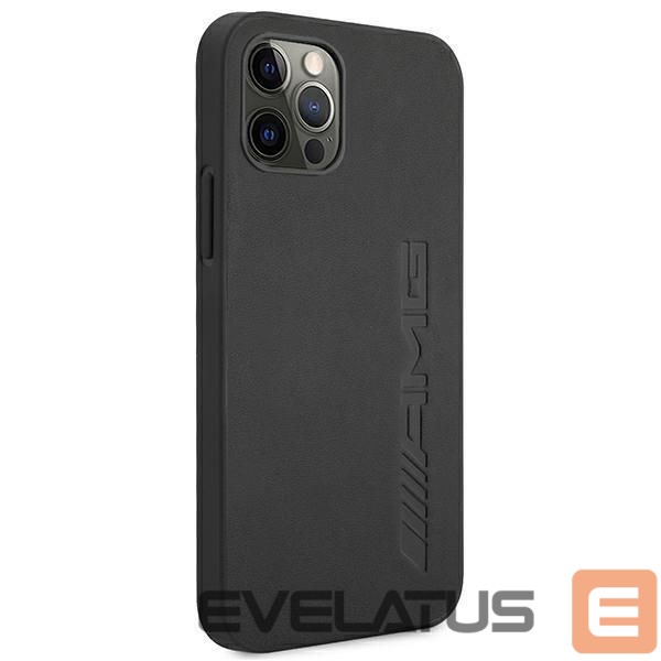 Back panel cover Mercedes-Benz AMG Leather Hot Stamped Case for iPhone 12 Pro Max - Black