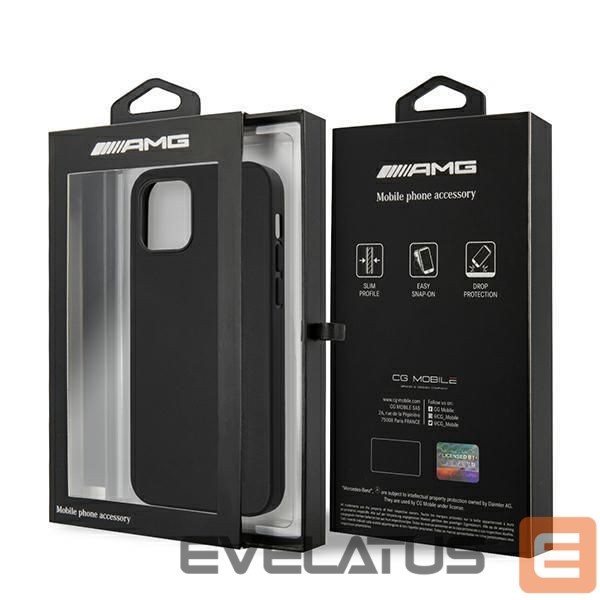 Back panel cover Mercedes-Benz AMG Leather Hot Stamped Case for iPhone 12 Pro Max - Black