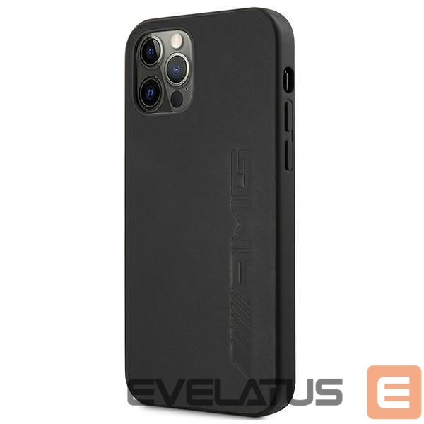 Back panel cover Mercedes-Benz AMG Leather Hot Stamped Case for iPhone 12 Pro Max - Black