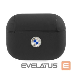 Back panel cover BMW - BMW BMAPSSLBK AirPods Pro cover czarny/black Geniune Leather Silver Logo Black