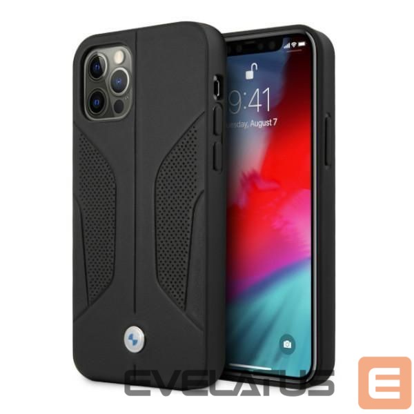 Back panel cover BMW BMW Leather Perforated Sides Case for iPhone 12 Pro Max - Black