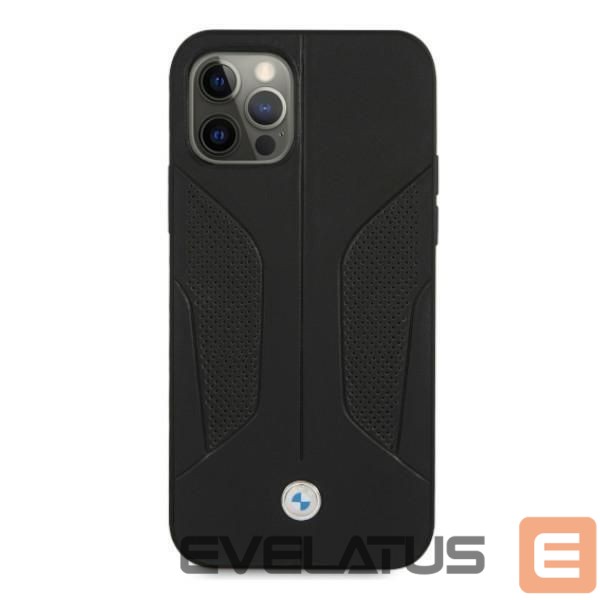 Back panel cover BMW BMW Leather Perforated Sides Case for iPhone 12 Pro Max - Black