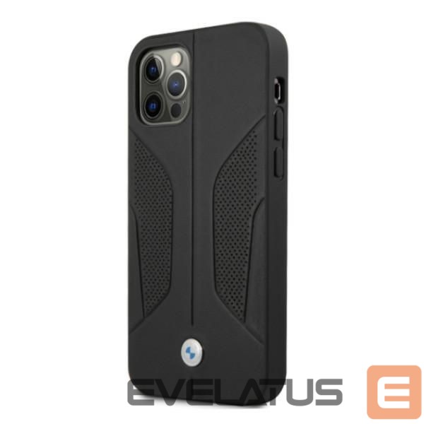 Back panel cover BMW BMW Leather Perforated Sides Case for iPhone 12 Pro Max - Black