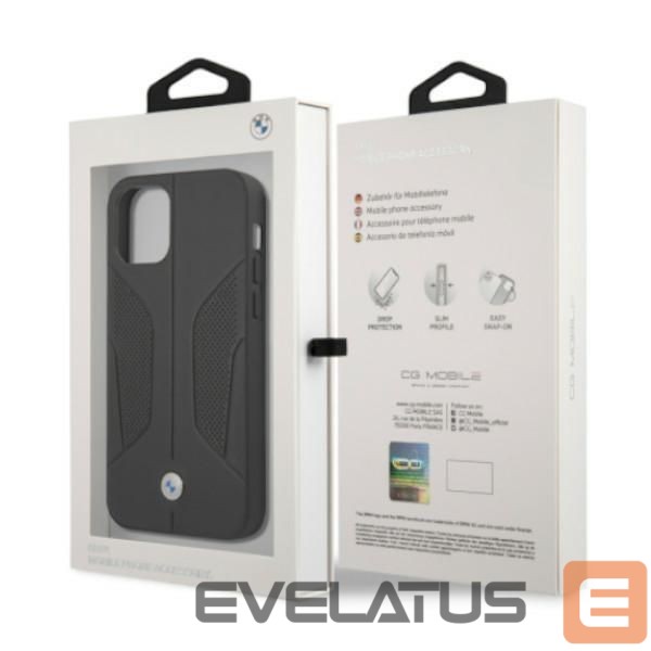 Back panel cover BMW BMW Leather Perforated Sides Case for iPhone 12 Pro Max - Black