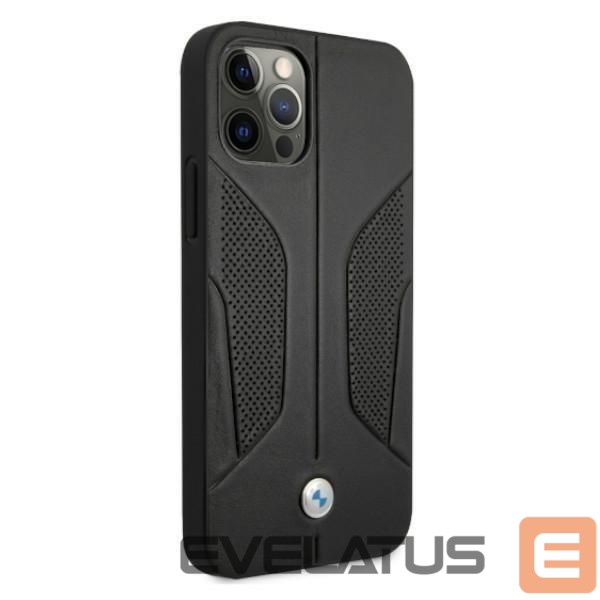 Back panel cover BMW BMW Leather Perforated Sides Case for iPhone 12 Pro Max - Black