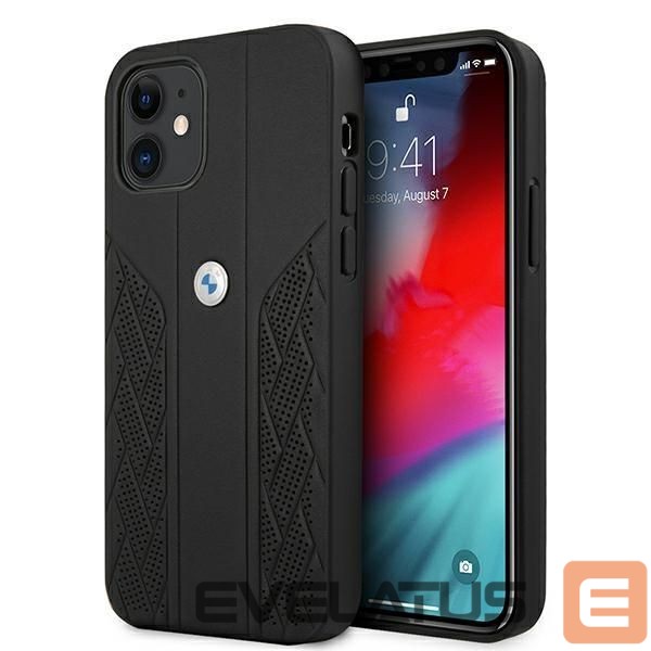 Back panel cover BMW BMW Leather Curve Perforate Case for iPhone 12 mini - Black