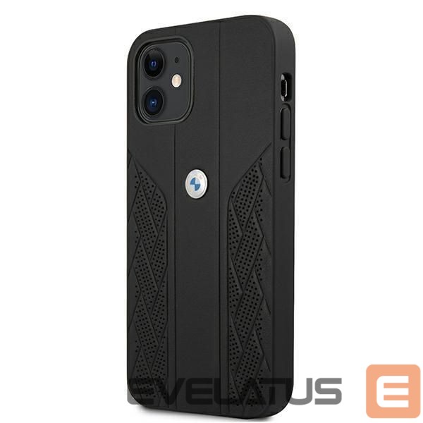 Back panel cover BMW BMW Leather Curve Perforate Case for iPhone 12 mini - Black
