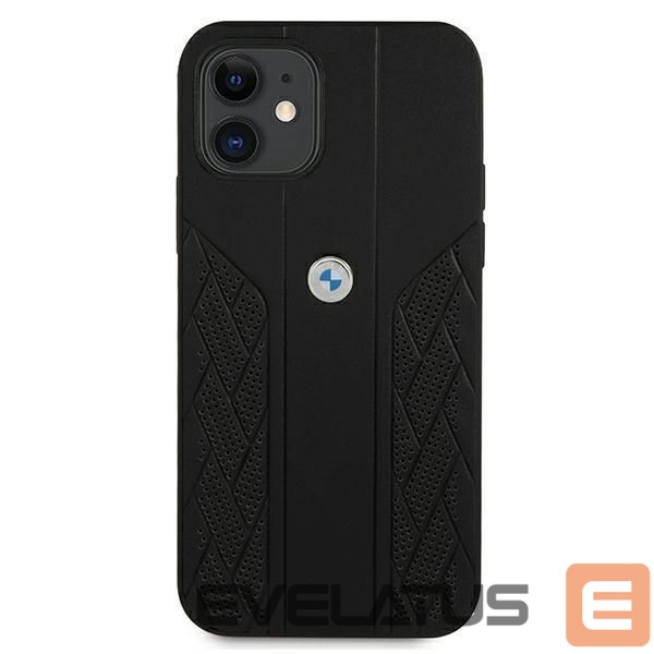 Back panel cover BMW BMW Leather Curve Perforate Case for iPhone 12 mini - Black