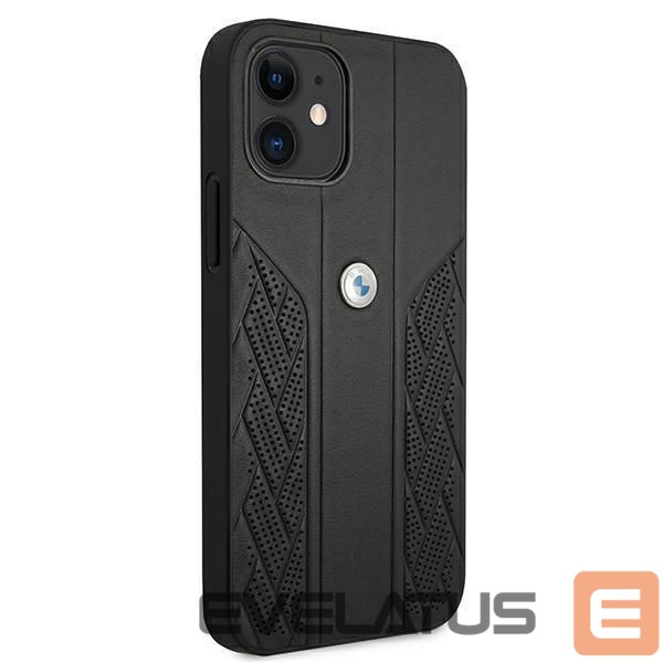 Back panel cover BMW BMW Leather Curve Perforate Case for iPhone 12 mini - Black