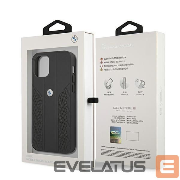Back panel cover BMW BMW Leather Curve Perforate Case for iPhone 12 mini - Black