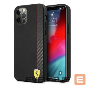 Back panel cover Ferrari  Ferrari FESAXHCP12LBK iPhone 12 Pro Max 6.7" black/black hardcase On Track Carbon Stripe