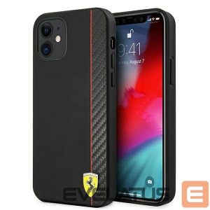 Back panel cover Ferrari  Ferrari FESAXHCP12SBK iPhone 12 mini 5.4" black/black hardcase On Track Carbon Stripe