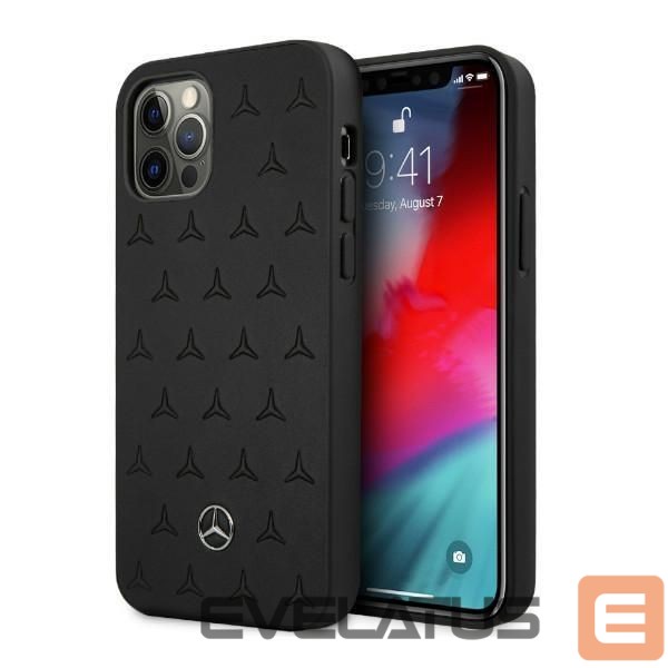 Back panel cover Mercedes-Benz Mercedes Leather Stars Pattern Case for iPhone 12 Pro Max - Black