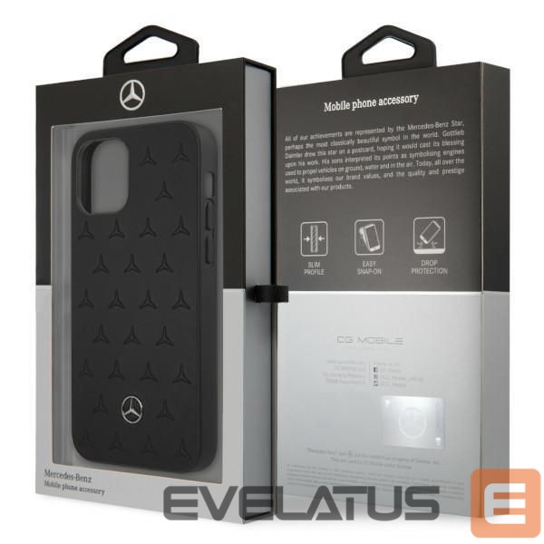 Back panel cover Mercedes-Benz Mercedes Leather Stars Pattern Case for iPhone 12 Pro Max - Black