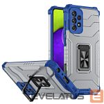 Back panel cover Hurtel  Crystal Ring Case Kickstand Tough Rugged Cover for Samsung Galaxy A72 4G blue 