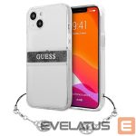 Back panel cover Guess  Guess GUHCP13SKB4GGR iPhone 13 mini 5.4" Transparent hardcase 4G Gray Strap Charm
