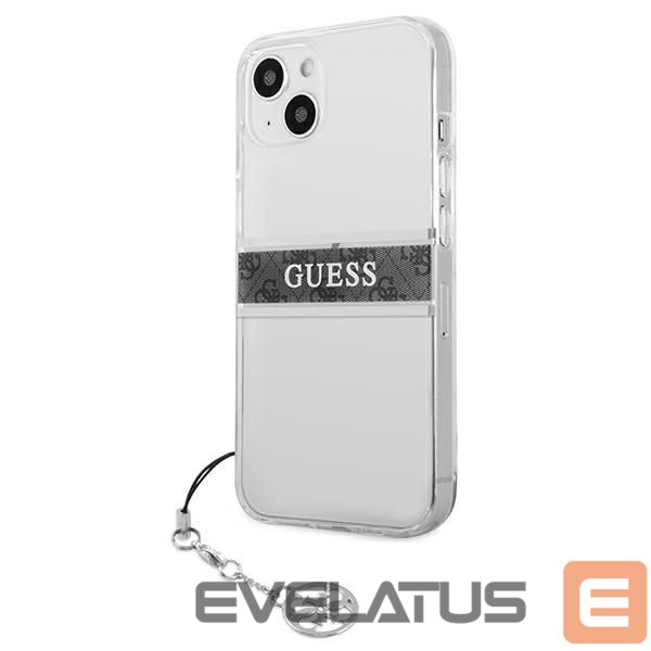 Back panel cover Guess Guess GUHCP13SKB4GGR iPhone 13 mini 5.4" Transparent hardcase 4G Gray Strap Charm