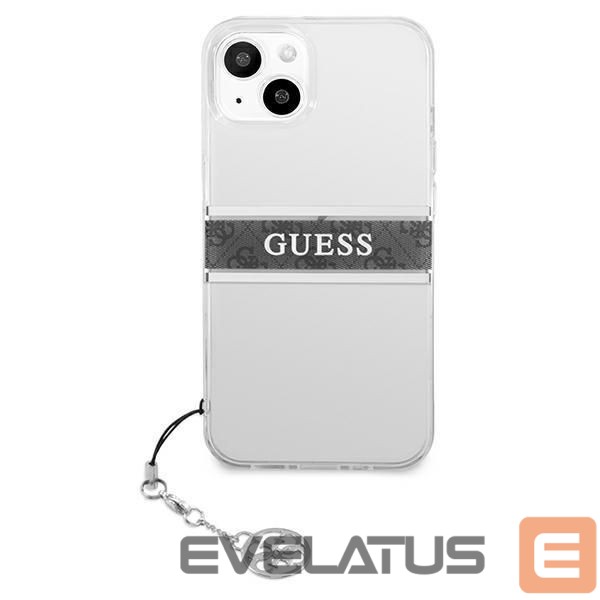 Back panel cover Guess Guess GUHCP13SKB4GGR iPhone 13 mini 5.4" Transparent hardcase 4G Gray Strap Charm