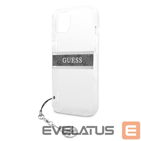 Back panel cover Guess Guess GUHCP13SKB4GGR iPhone 13 mini 5.4" Transparent hardcase 4G Gray Strap Charm