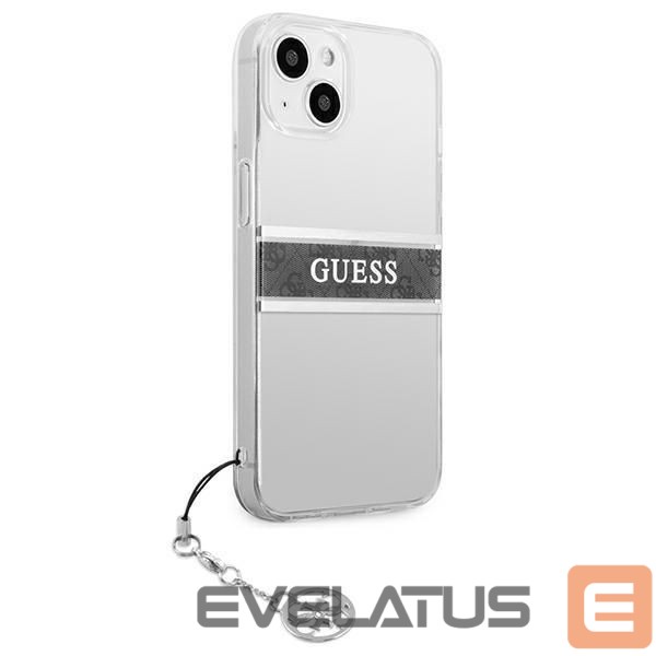 Back panel cover Guess Guess GUHCP13SKB4GGR iPhone 13 mini 5.4" Transparent hardcase 4G Gray Strap Charm