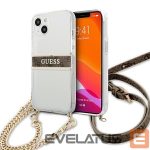 Back panel cover Guess  Guess GUHCP13SKC4GBGO iPhone 13 mini 5.4" Transparent hardcase 4G Brown Strap Gold Chain