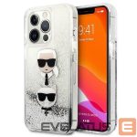 Back panel cover Karl Lagerfeld  Karl Lagerfeld Liquid Glitter Karl&Choupette Head case for iPhone 13 Pro Max - silver 