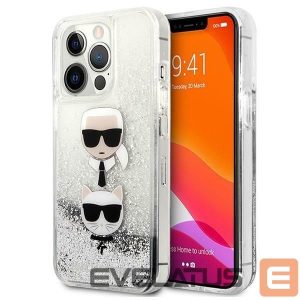 Back panel cover Karl Lagerfeld  Karl Lagerfeld Liquid Glitter Karl&Choupette Head case for iPhone 13 Pro Max - silver 