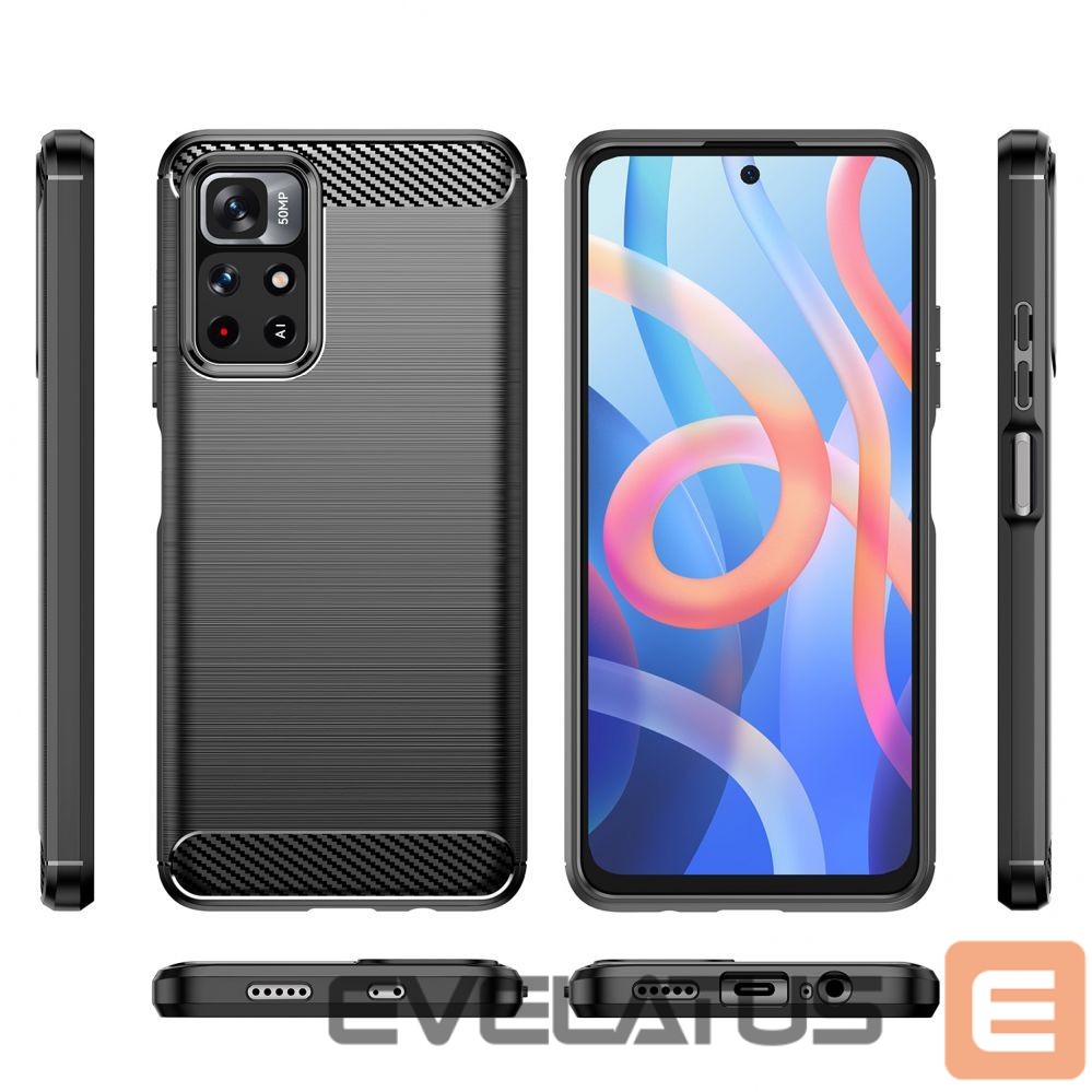 Back panel cover Hurtel Carbon Case Flexible Cover Sleeve for Xiaomi Redmi Note 11 black