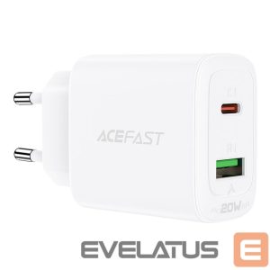 Adapter Acefast  Acefast wall charger USB Type C / USB 20W, PPS, PD, QC 3.0, AFC, FCP white (A25 white) 