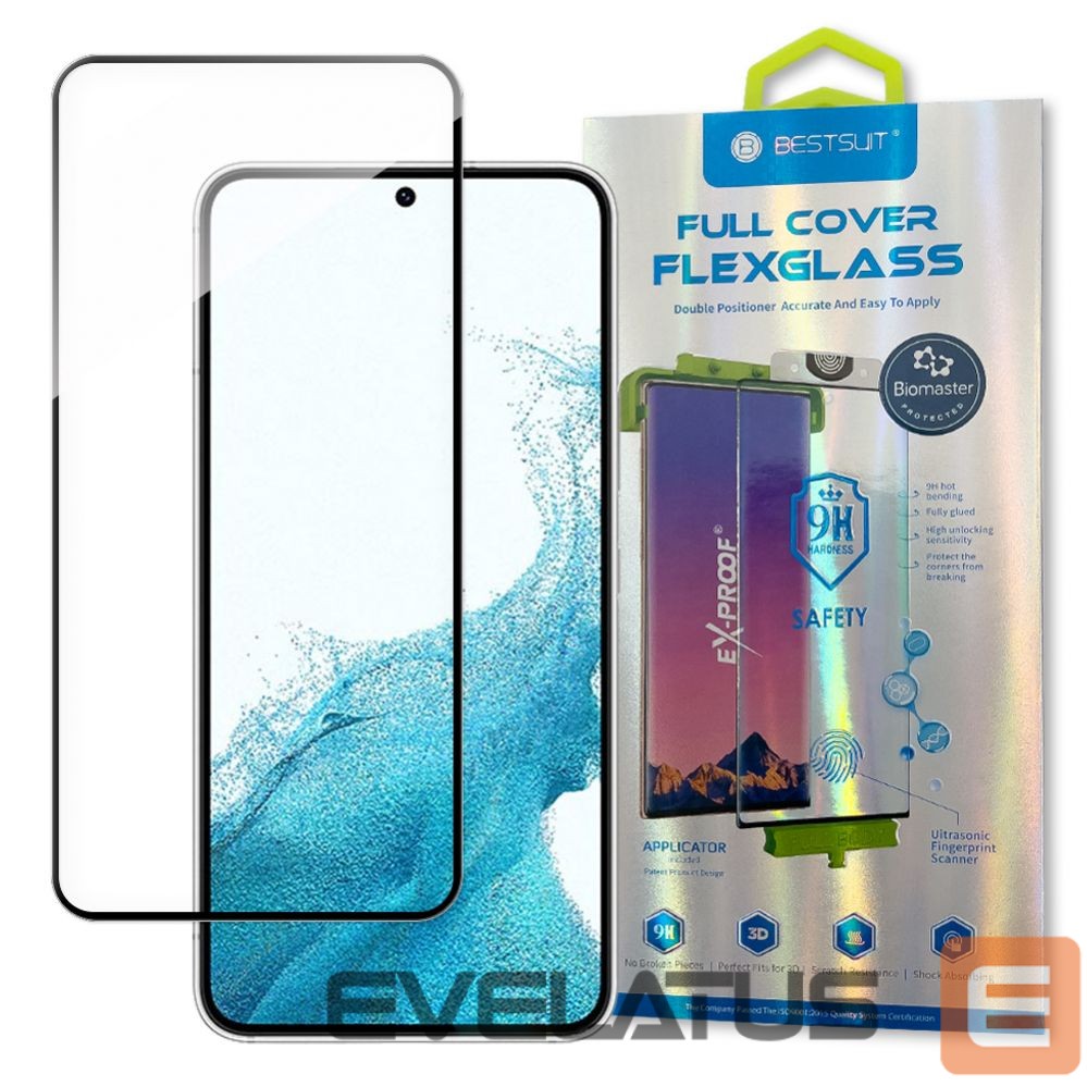 Protective glass Bestsuit Bestsuit 3D Edge Nano Flexi Glass Glass Film Full Screen Tempered Glass With Frame For Samsung Galaxy S22 Transparent