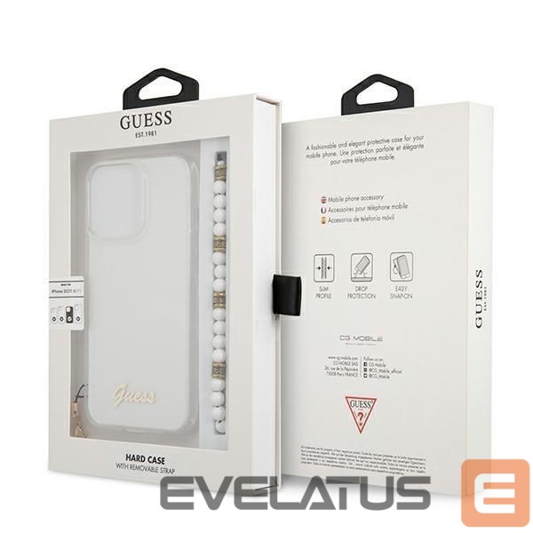 Back panel cover Guess Guess GUHCP13LKPSWH iPhone 13 Pro / 13 6.1" Transparent Hardcase White Pearl