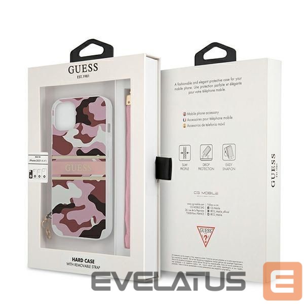 Back panel cover Guess Guess GUHCP13SKCABPI iPhone 13 mini 5.4" pink/pink hardcase Camo Strap Collection
