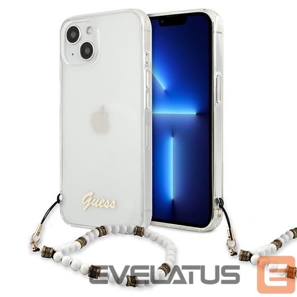 Back panel cover Guess Guess GUHCP13SKPSWH iPhone 13 mini 5.4" Transparent hardcase White Pearl
