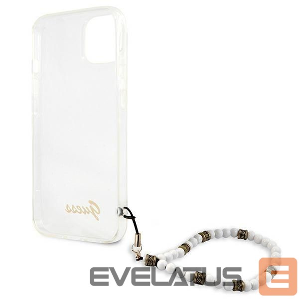 Back panel cover Guess Guess GUHCP13SKPSWH iPhone 13 mini 5.4" Transparent hardcase White Pearl