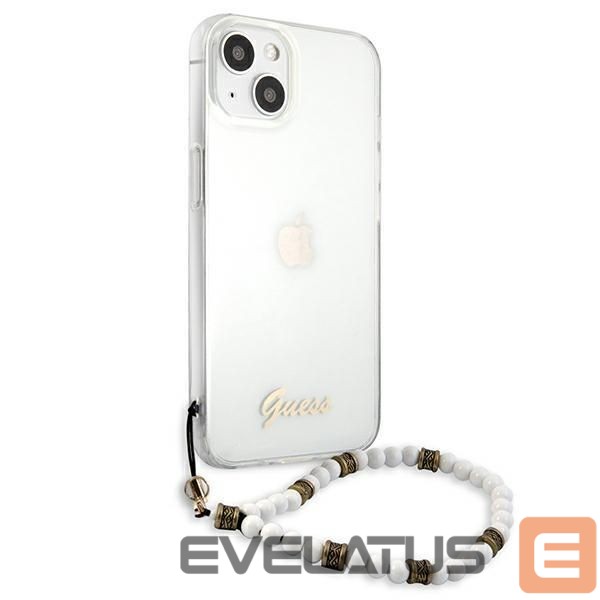 Back panel cover Guess Guess GUHCP13SKPSWH iPhone 13 mini 5.4" Transparent hardcase White Pearl