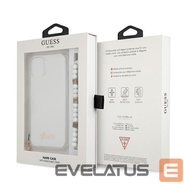 Back panel cover Guess Guess GUHCP13SKPSWH iPhone 13 mini 5.4" Transparent hardcase White Pearl